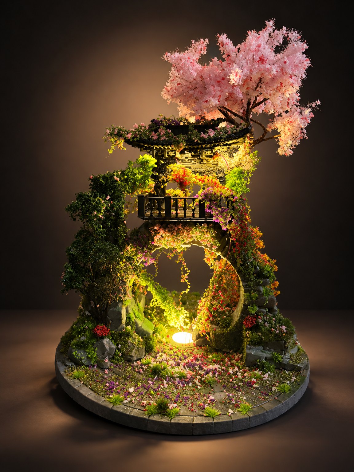 The Moongate diorama, lit