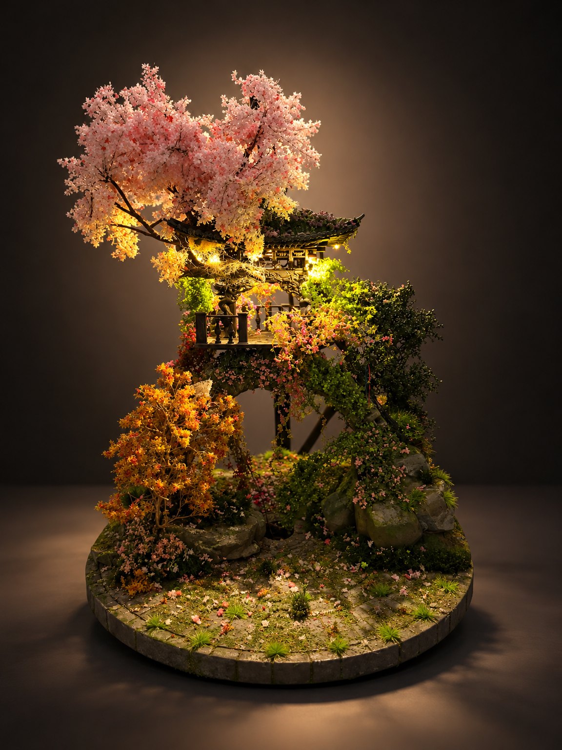 The Moongate diorama, lit