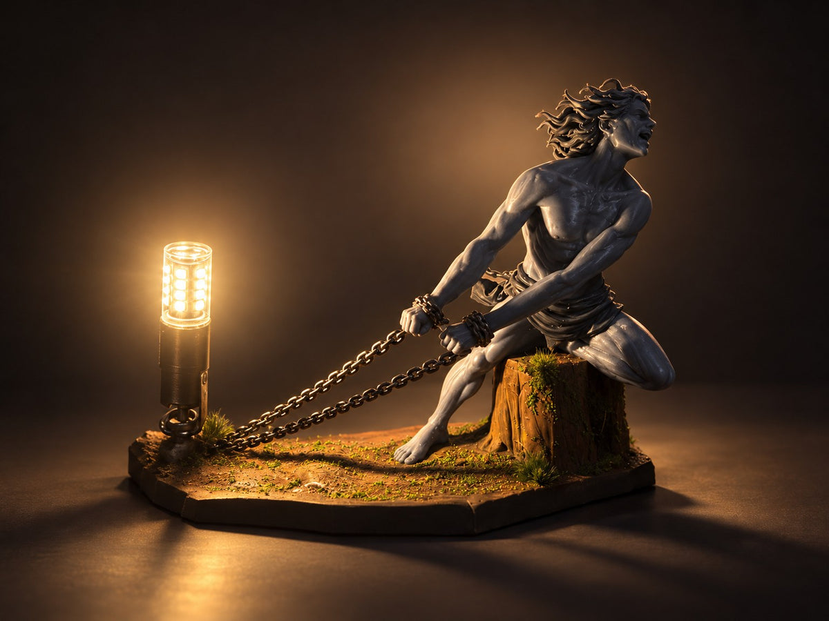 Prometheus lamp, lit